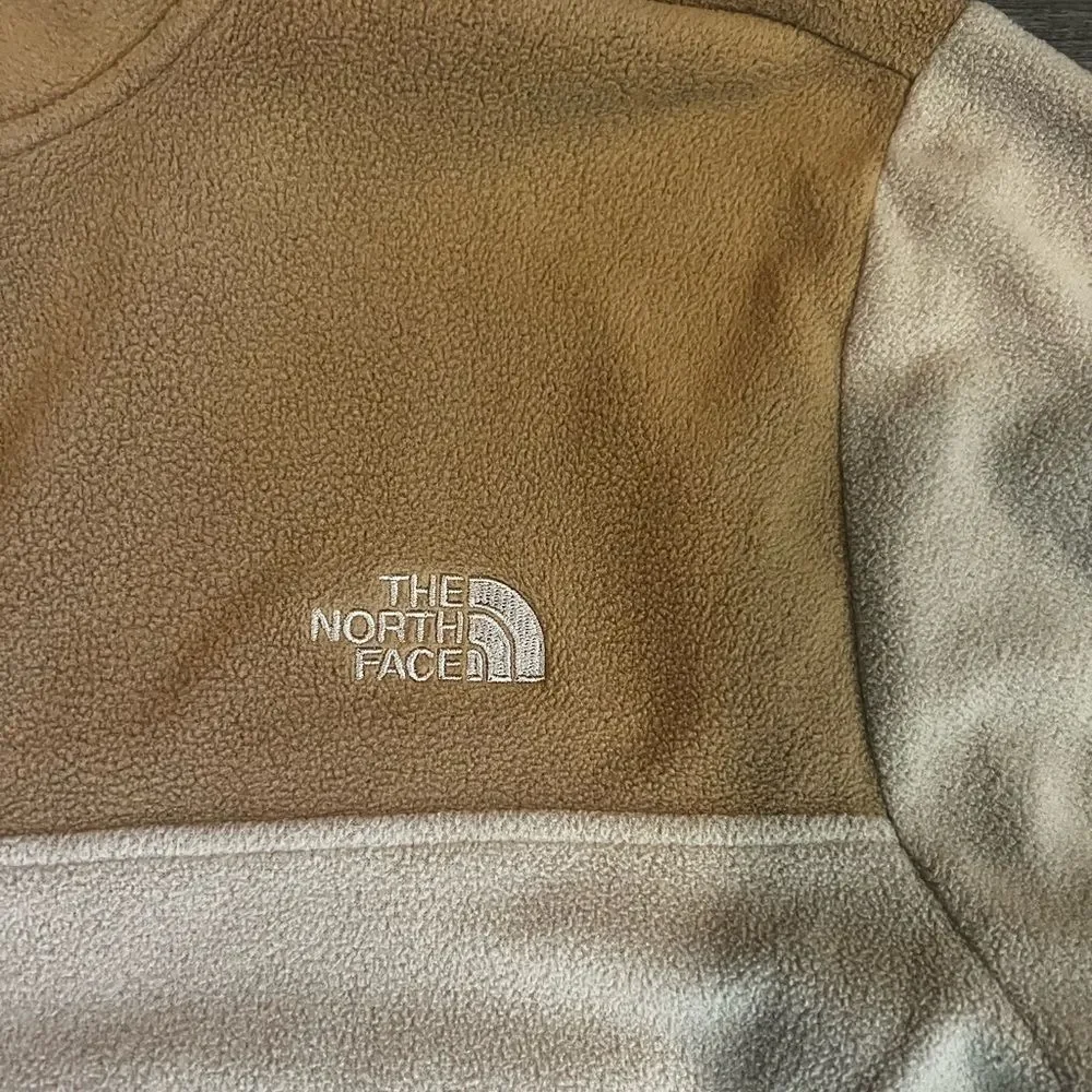 The North Face Mens Fleece Sweatshirt High-Neck 1/4 Zip Pullover Brown Size M
